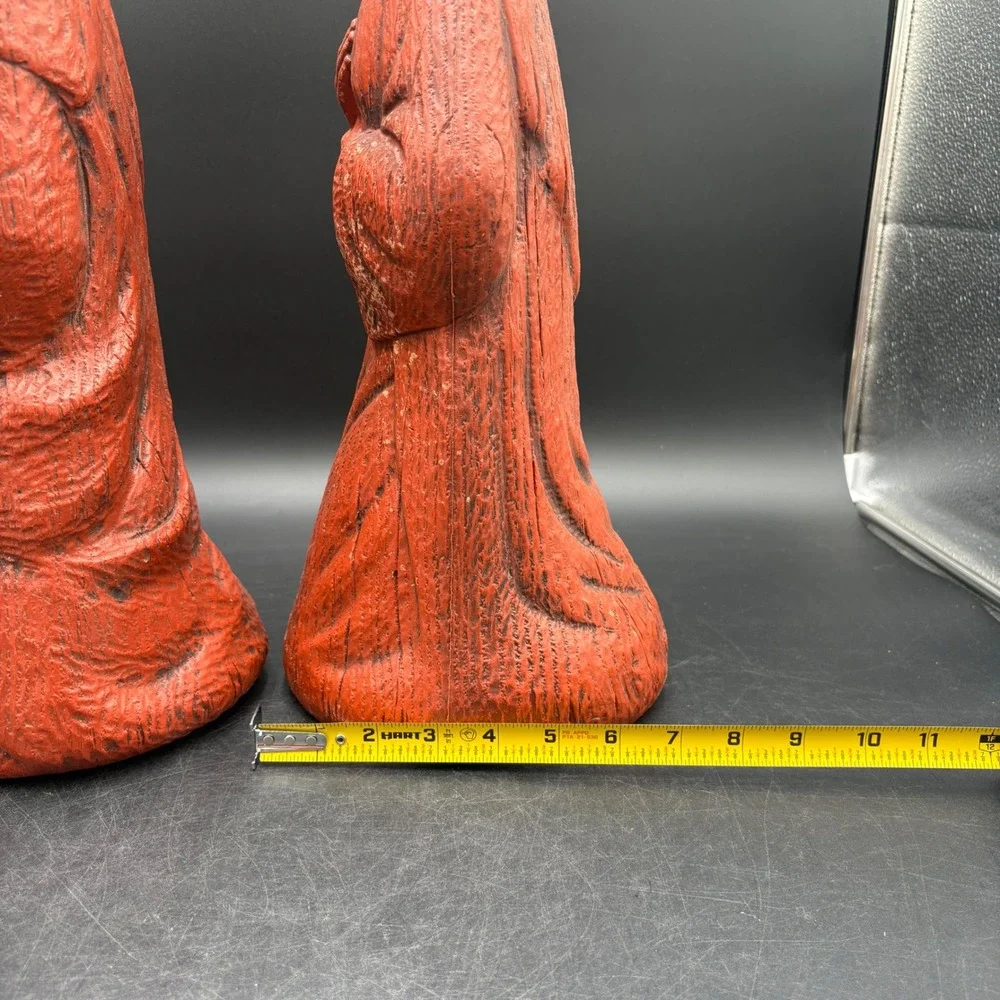 Empire Nativity Set Blow Mold Red 3pc Vtg Terracotta Faux Wood Grain Christmas